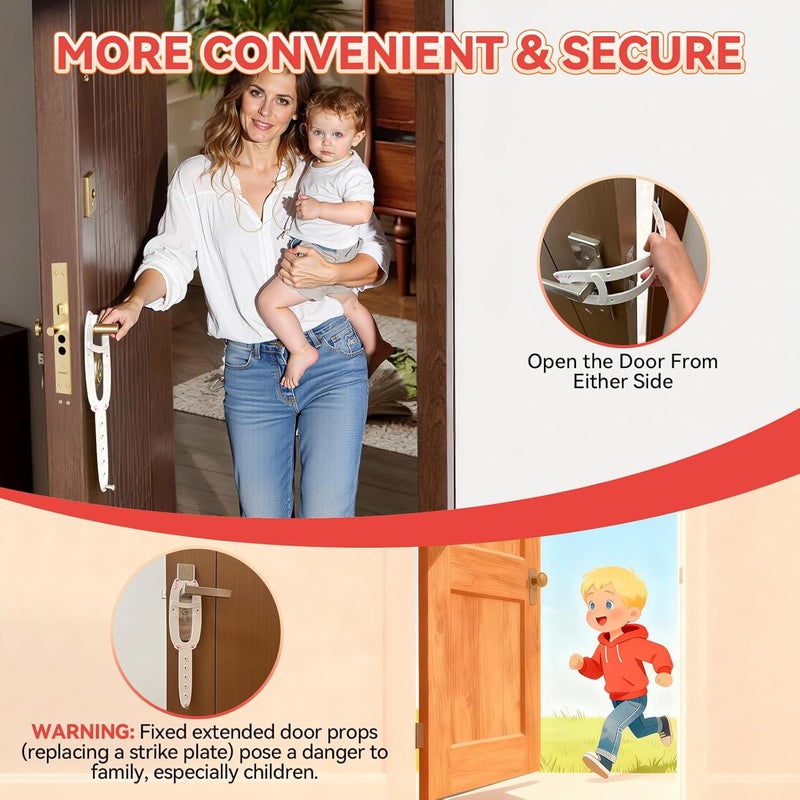 TGIOW Cat Door Latch, Door Prop for Cats to Keep Dogs Out of Litter Box and Food, Preventing Hand Pinching, Cat Door Stopper with 6 Adjustable Straps 2.5-6.5" Wide, Including Door Plate, White, 1Pc - Image 5